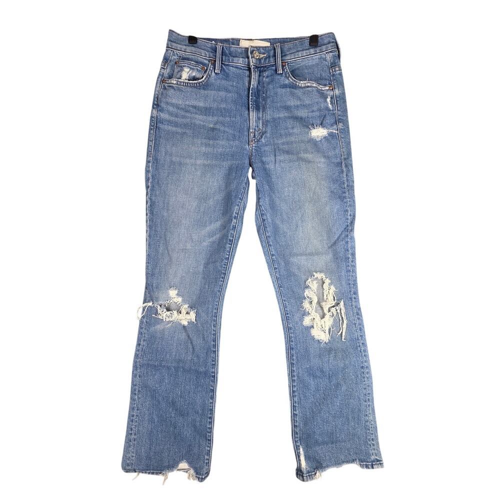 MOTHER THE INSIDER ANKLE JEANS DESTROYED BILLS BLUE - WOMEN'S SIZE 27 x 28